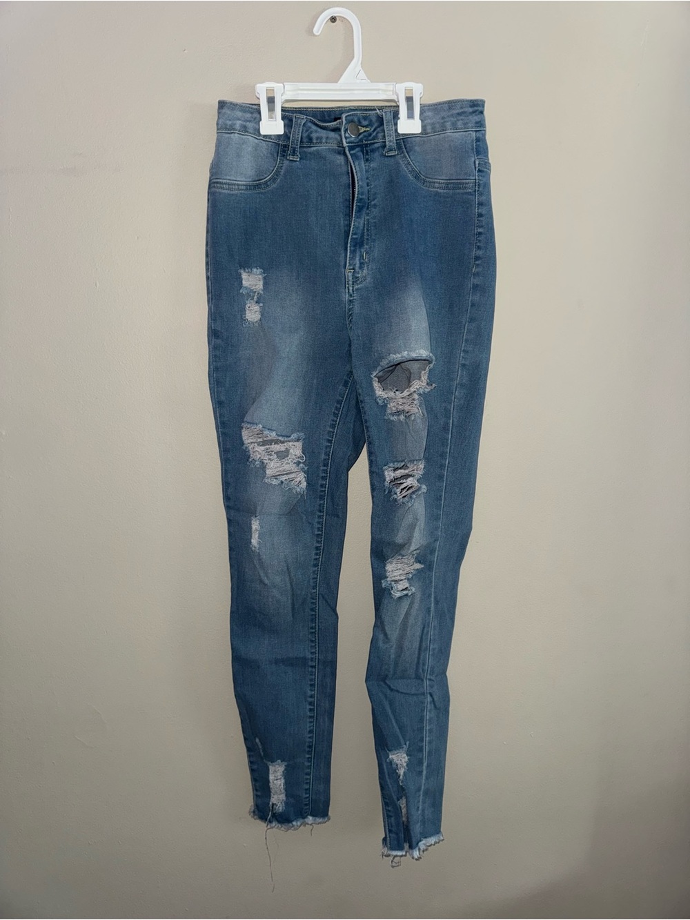Fashion Nova Distressed High-Rise Jeans - Blue Wash
